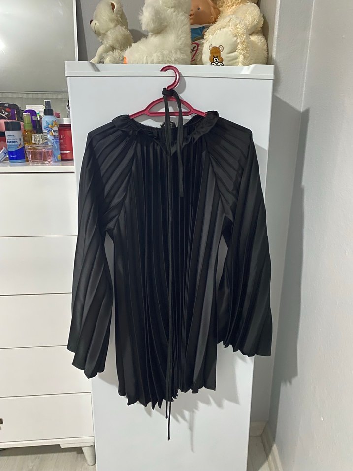 Siyah saten Pileli ikili takım - Görsel 3