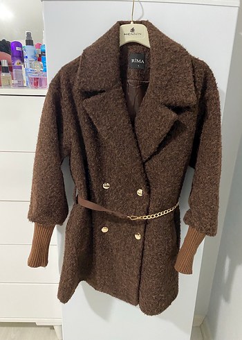 Kahverengi Kısa Yünlü Kürk Detaylı Kadın Kaban - Görsel 2