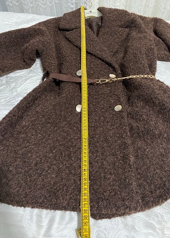 Kahverengi Kısa Yünlü Kürk Detaylı Kadın Kaban - Görsel 9