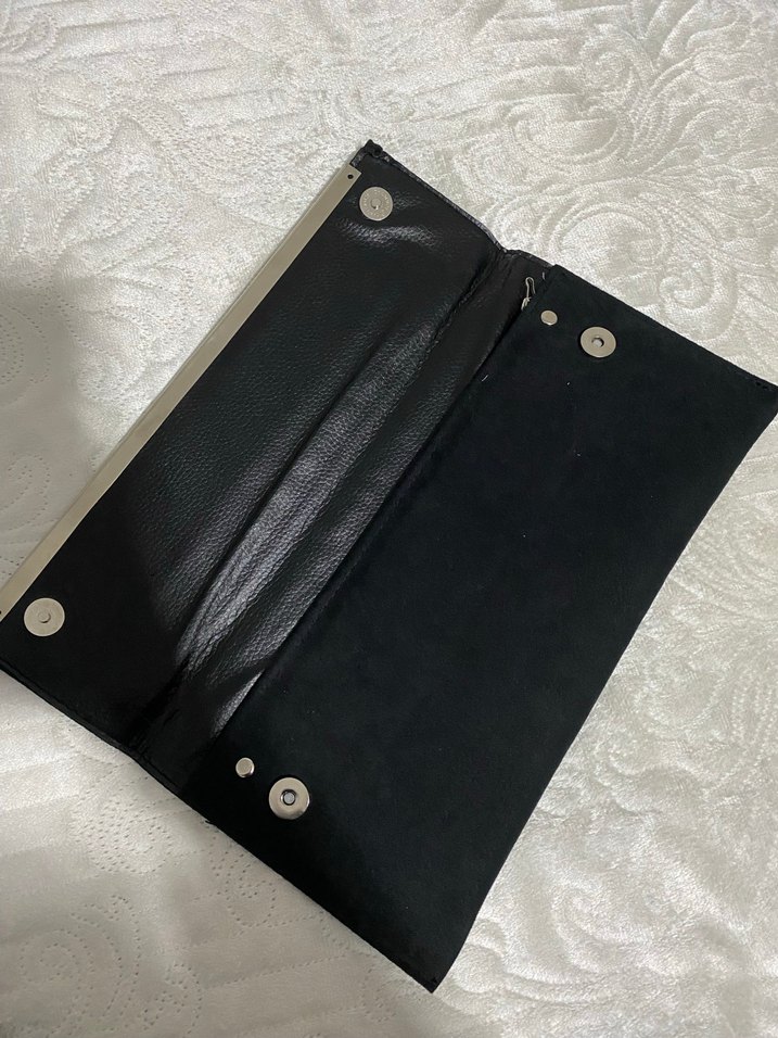 Siyah Süet Kadın Clutch Çanta - Görsel 2
