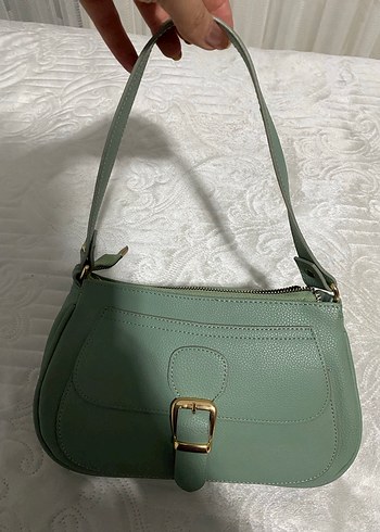 Yeşil Deri Tokalı Kadın Çanta - Görsel 6