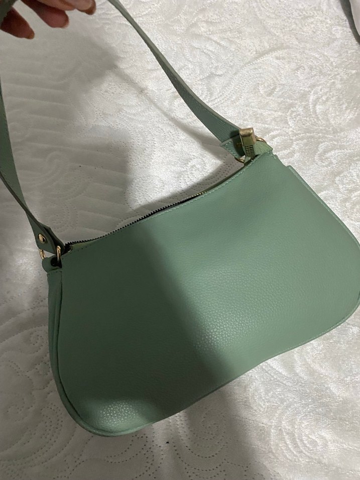 Yeşil Deri Tokalı Kadın Çanta - Görsel 3