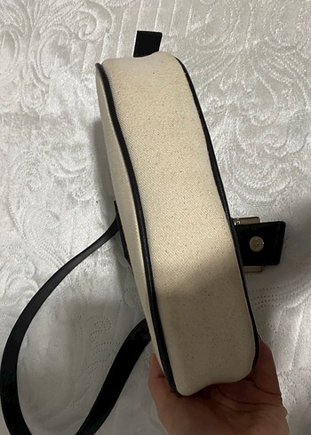 Bej Siyah Tokalı Deri Omuz Çantası - Görsel 2