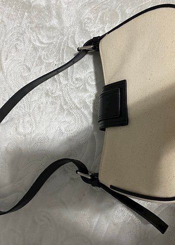 Bej Siyah Tokalı Deri Omuz Çantası - Görsel 3