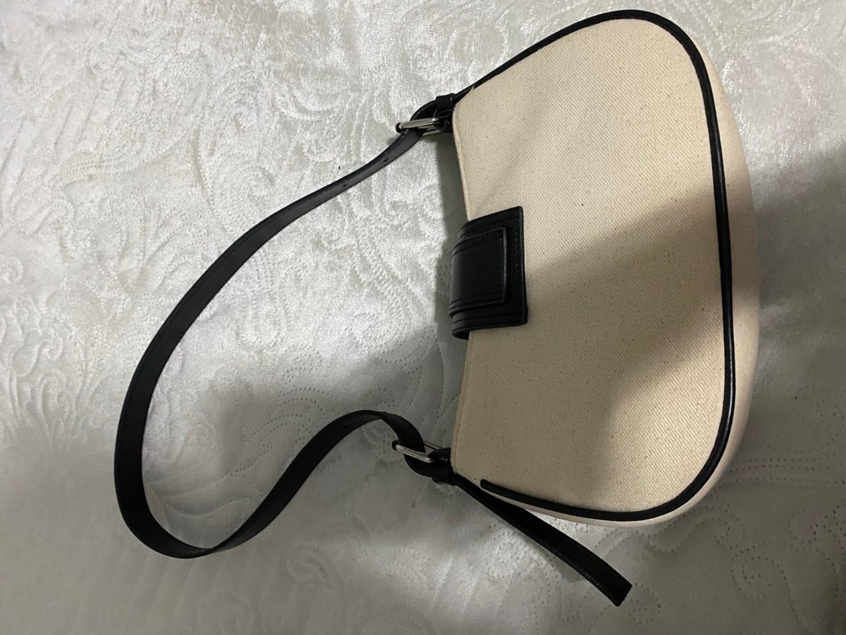 Bej Siyah Tokalı Deri Omuz Çantası - Görsel 3