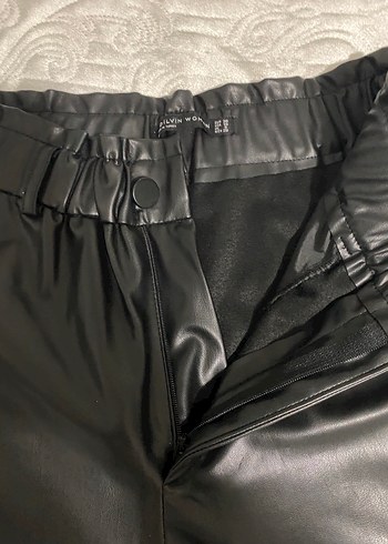 Siyah Deri Midi Pantolon - Görsel 4