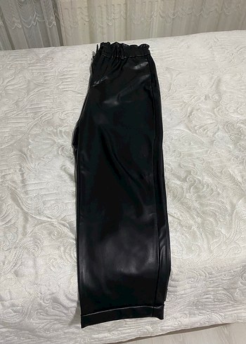 Siyah Deri Midi Pantolon - Görsel 6