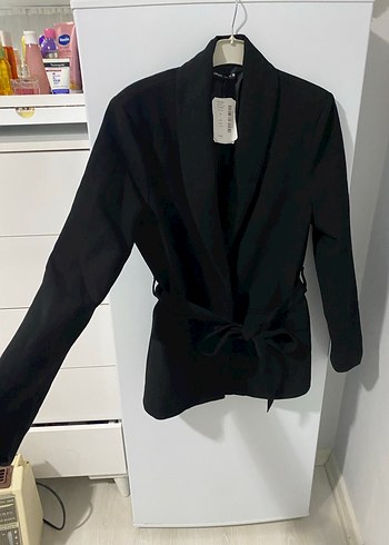 Kadın Siyah Kuşaklı Blazer Ceket - Görsel 3