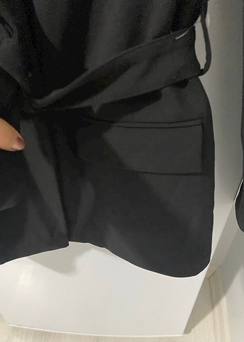 Kadın Siyah Kuşaklı Blazer Ceket - Görsel 4