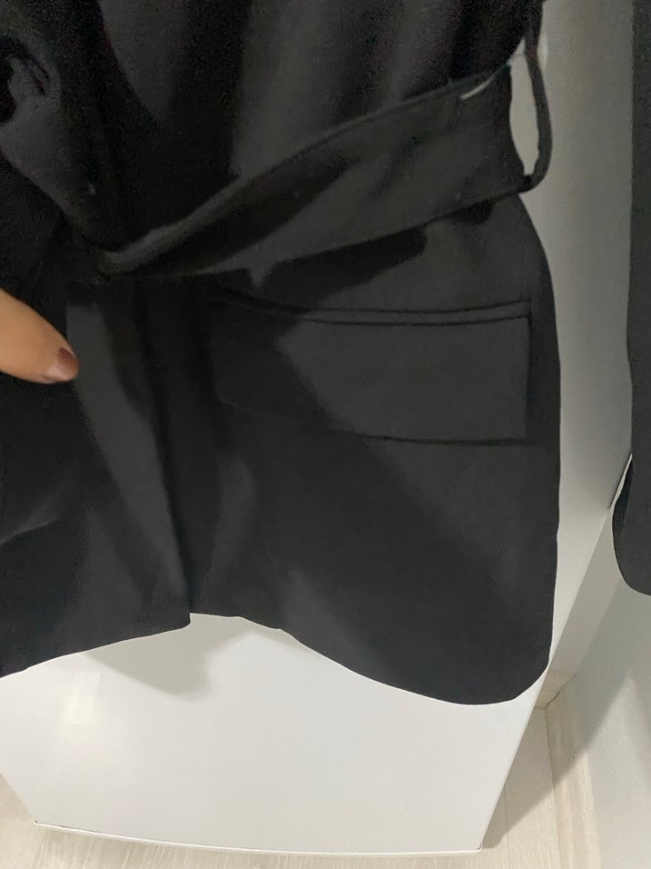 Kadın Siyah Kuşaklı Blazer Ceket - Görsel 4