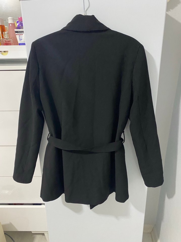 Kadın Siyah Kuşaklı Blazer Ceket - Görsel 5