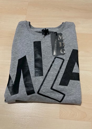 m Beden gri Renk Gri Baskılı Kadın Sweatshirt