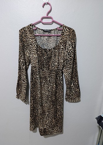 Leopar Desenli Kadın Uzun Kollu Uzun Boy Elbise - Görsel 4