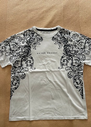 Zara marka Erkek Beyaz Tişört, Kısa Kollu
