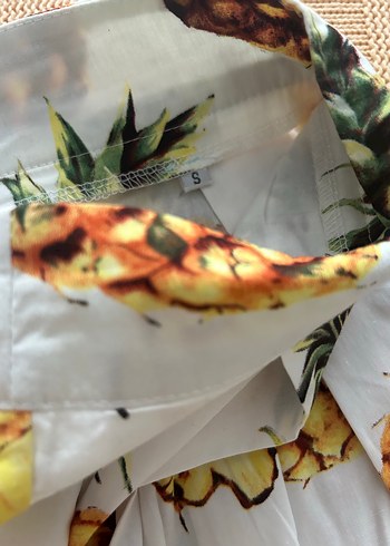 Diğer Sarı Ananas Desenli Pileli Midi Etek