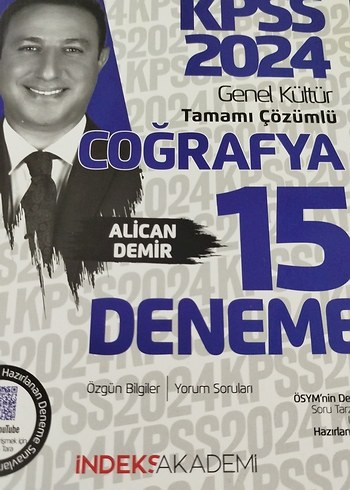 KPSS 2024 Coğrafya 15 Deneme Kitabı Alican Demir