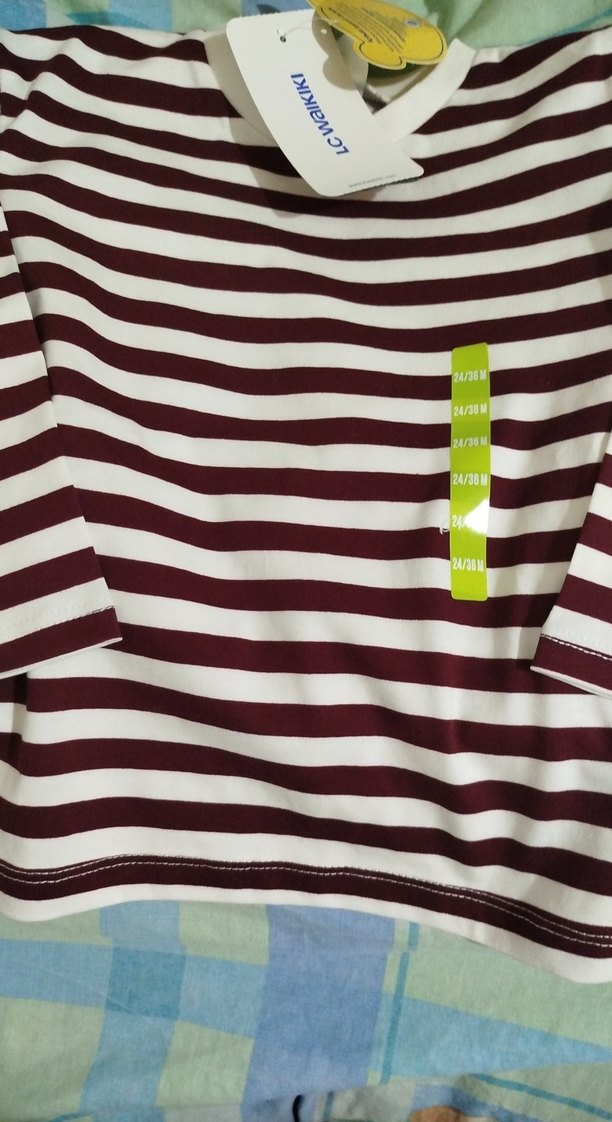 Bordo Çizgili Çocuk bluz - Görsel 2