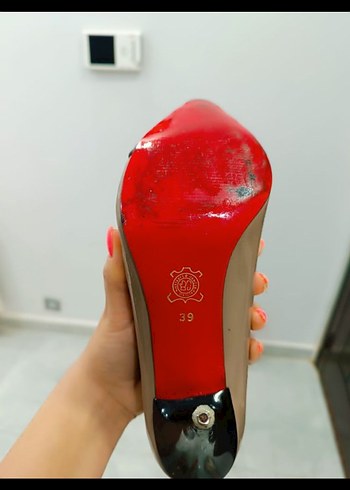 Bej Siyah Topuklu Stiletto Kadın Ayakkabı - Görsel 4