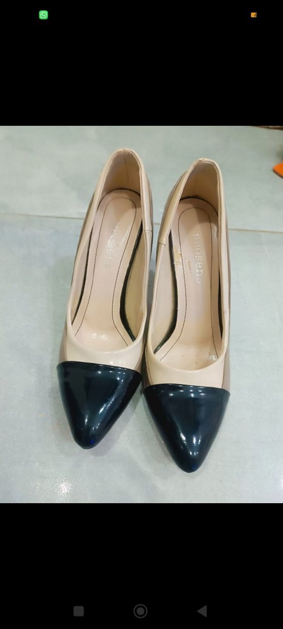 Bej Siyah Topuklu Stiletto Kadın Ayakkabı - Görsel 2