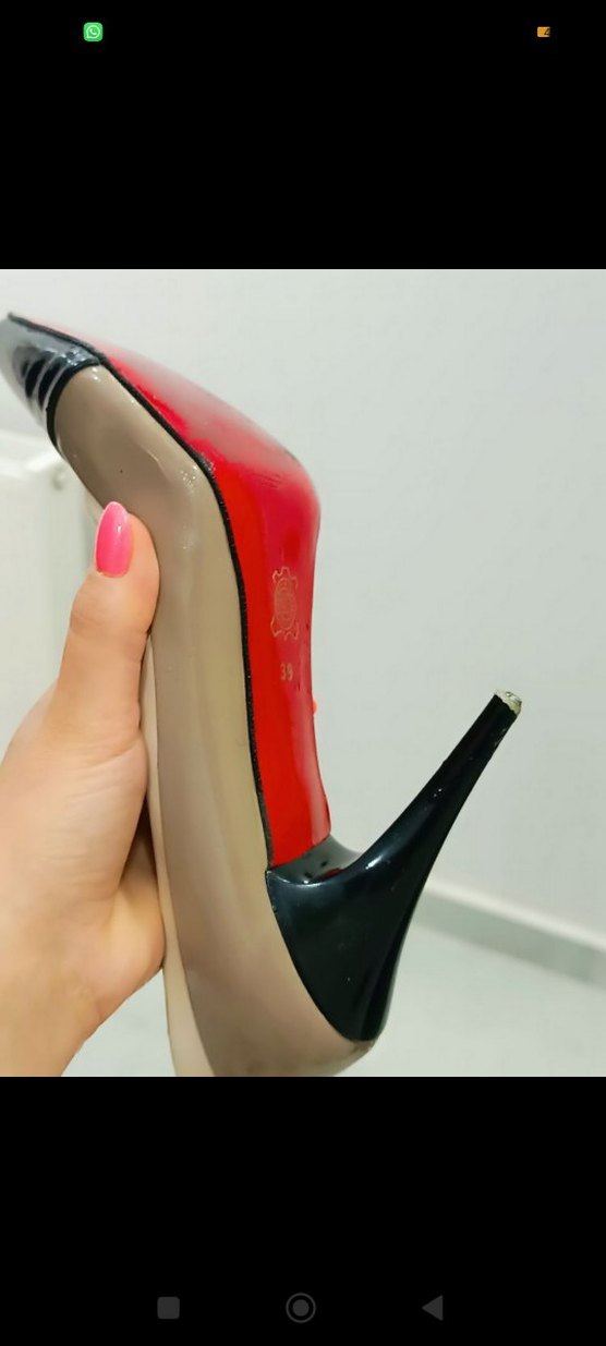 Bej Siyah Topuklu Stiletto Kadın Ayakkabı - Görsel 3