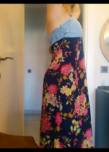 Çiçek Desenli Bohem Uzun Elbise - Görsel 5