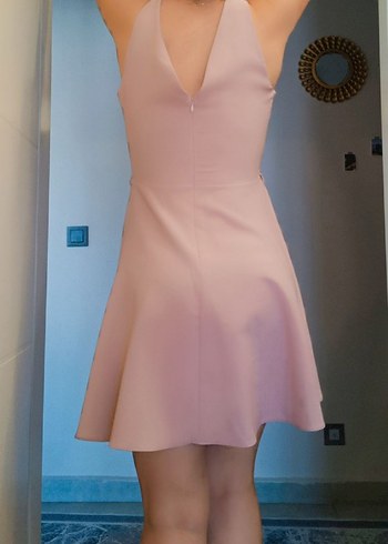 Pudra Pembe V Yakalı Midi Elbise - Görsel 5