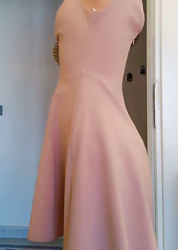 Pudra Pembe V Yakalı Midi Elbise - Görsel 4