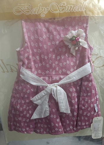 Pembe Desenli Kız Çocuk Elbisesi