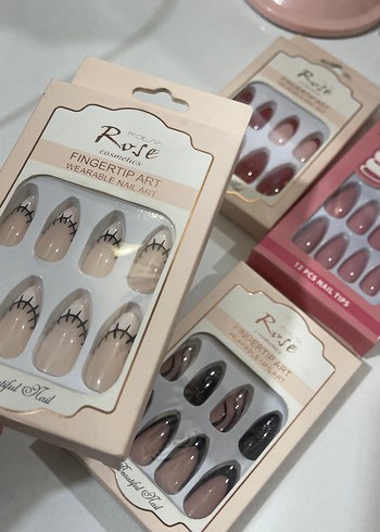 Bej ve Koyu Renkli 12'li Tırnak Ucu Seti - Görsel 3