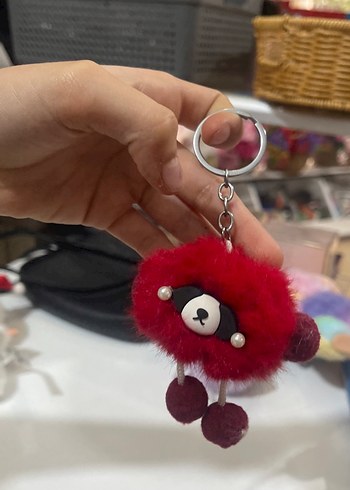 Kırmızı Kürklü Ayıcık Anahtarlık - Görsel 2
