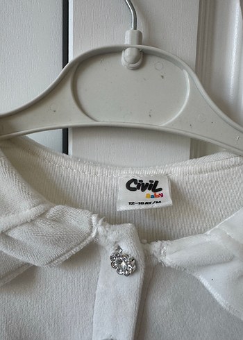 Beyaz Düğmeli Kız Çocuk Elbise - Görsel 2