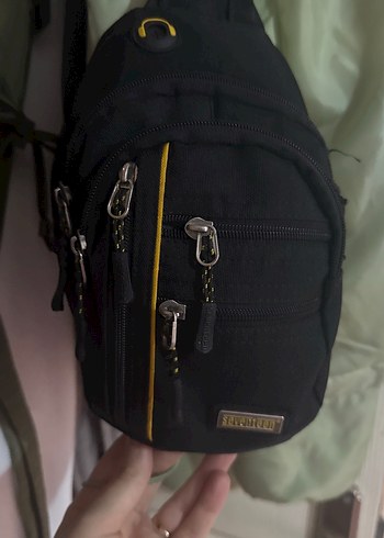 Siyah Fermuarlı Biker Erkek Omuz Çantası - Görsel 2