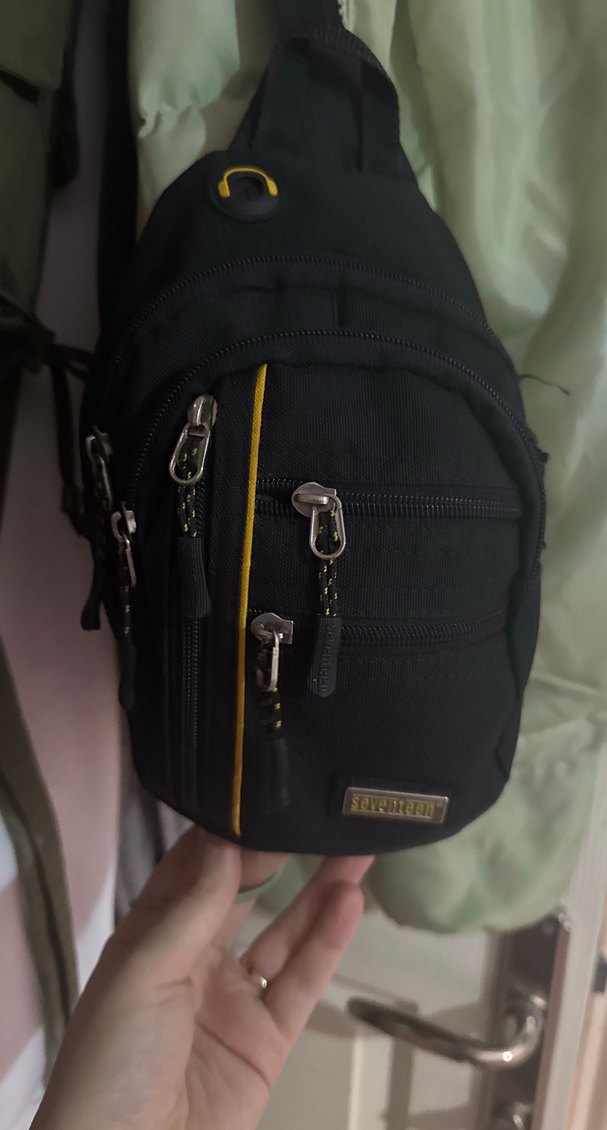 Siyah Fermuarlı Biker Erkek Omuz Çantası - Görsel 2