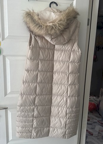 Kürklü Bej Uzun Kadın Yelek - Görsel 2