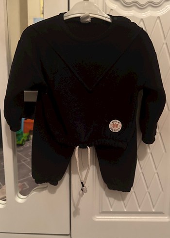 Kız Çocuk Siyah crop Kapüşonsuz Sweatshirt - Görsel 3