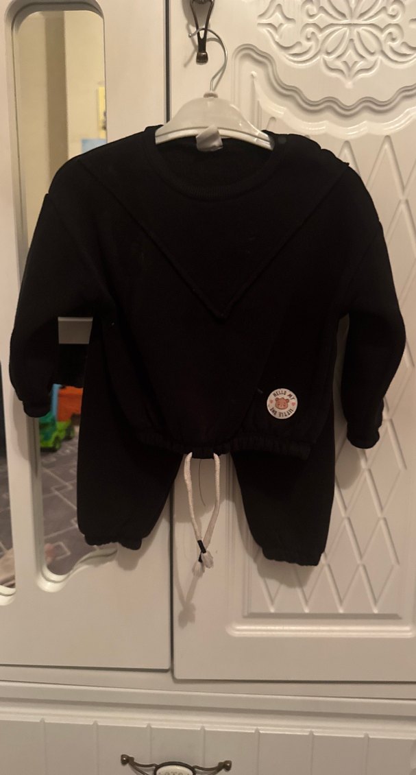 Kız Çocuk Siyah crop Kapüşonsuz Sweatshirt - Görsel 3