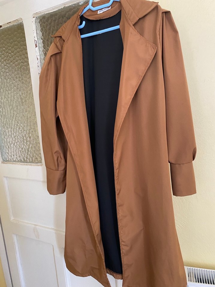 Bej Kadın Uzun Trençkot - Görsel 3