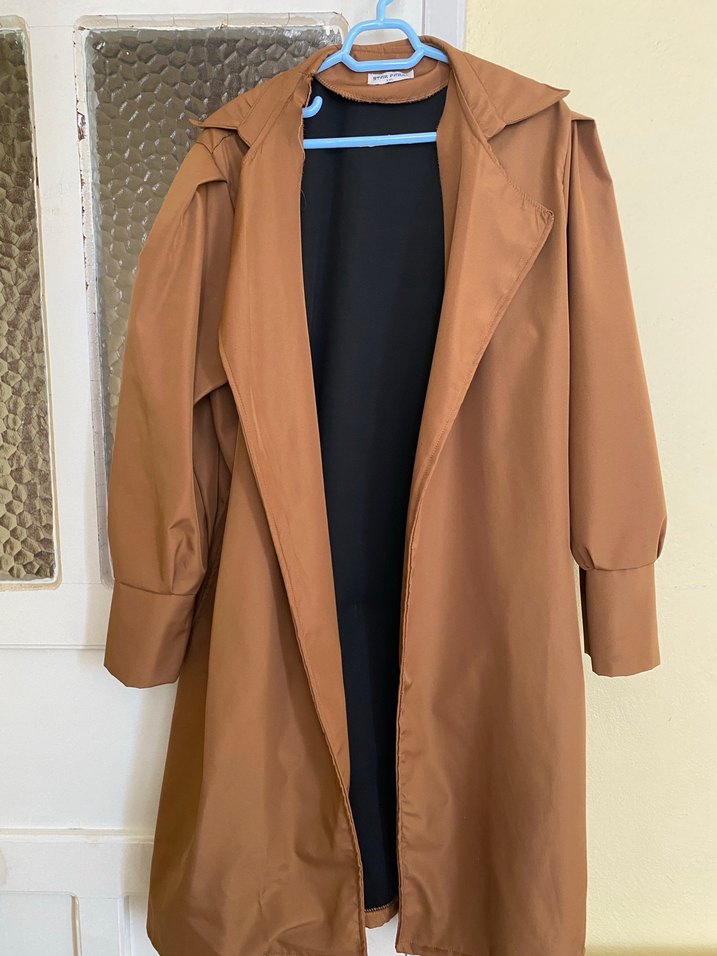 Bej Kadın Uzun Trençkot - Görsel 4