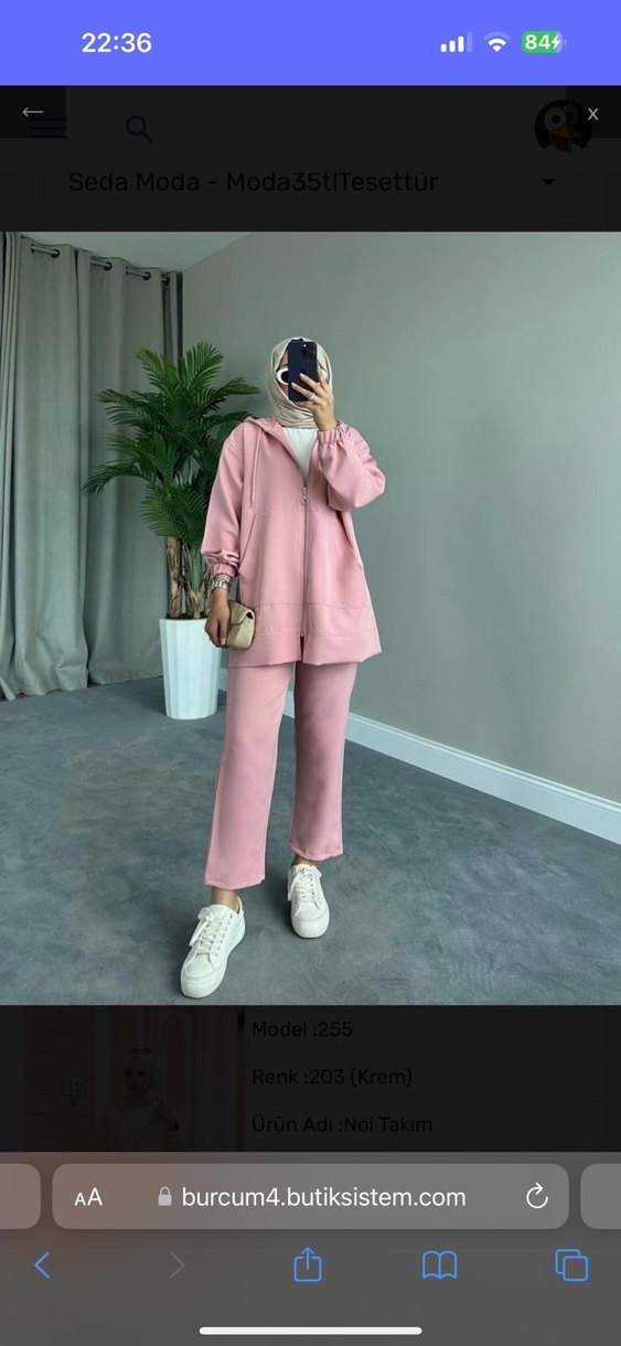 Kadın Pembe Kapüşonlu Fermuarlı ikili takım - Görsel 3