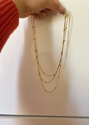 Altın Renkli Boncuklu Midi Kadın Kolye - Görsel 3