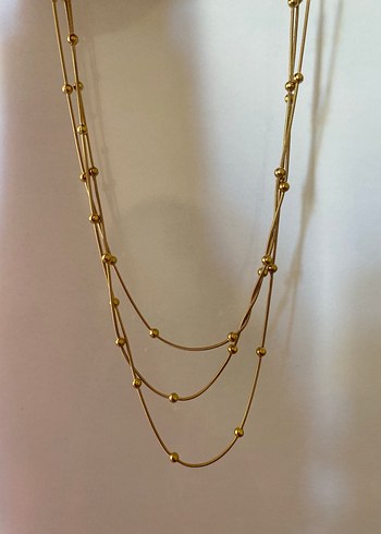 Altın Renkli Boncuklu Midi Kadın Kolye - Görsel 2