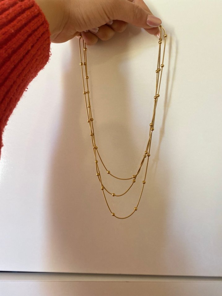 Altın Renkli Boncuklu Midi Kadın Kolye - Görsel 3