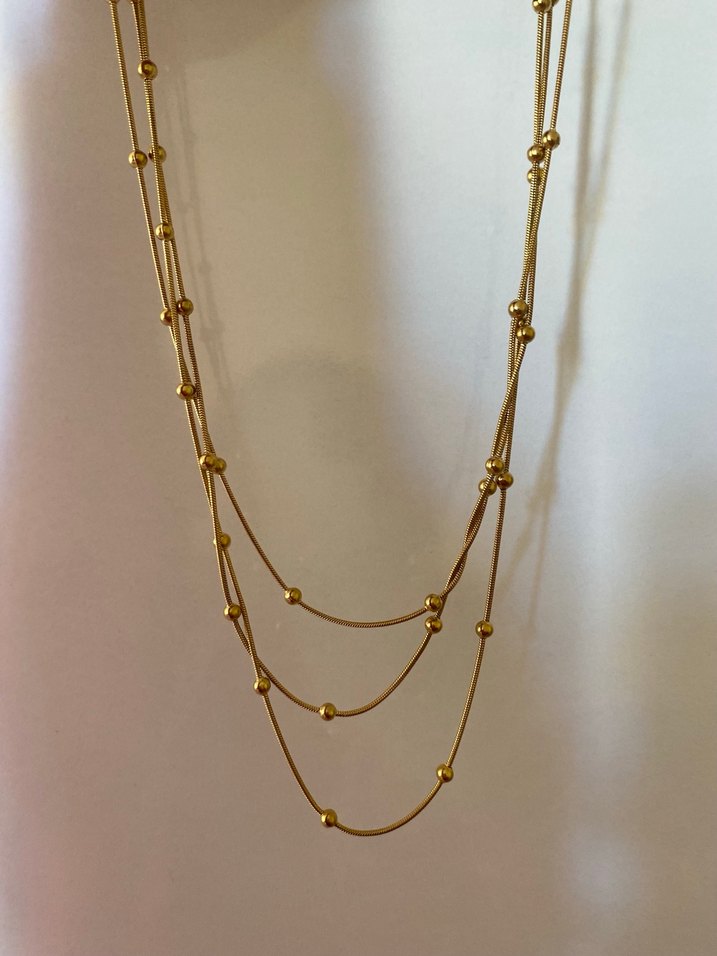 Altın Renkli Boncuklu Midi Kadın Kolye - Görsel 2