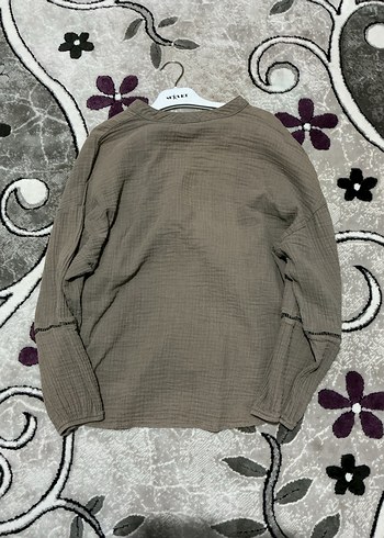 Kadın Haki Keten Uzun Kollu Gömlek - Görsel 2