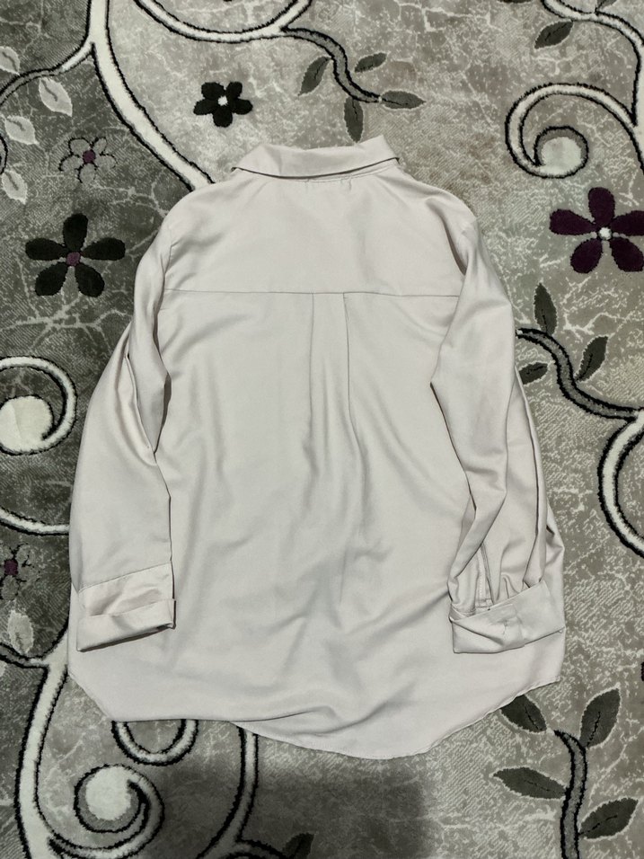 Bej Düğmeli Uzun Kollu Keten Gömlek - Görsel 2