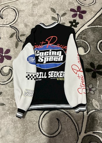 Siyah Baskılı Ceket Motorcu - Görsel 2