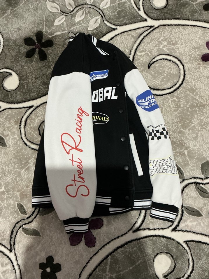 Siyah Baskılı Ceket Motorcu - Görsel 3