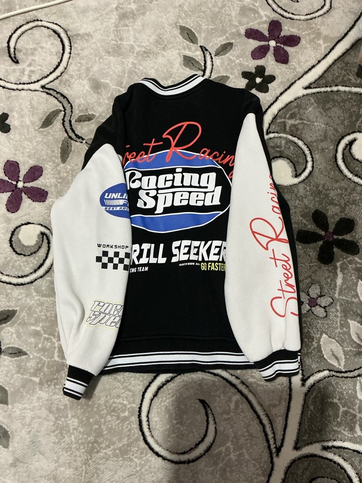 Siyah Baskılı Ceket Motorcu - Görsel 2