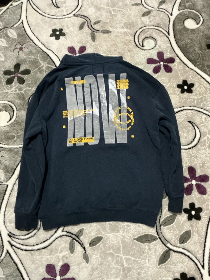 Kadın Lacivert Kapüşonlu Baskılı Sweatshirt - Görsel 2