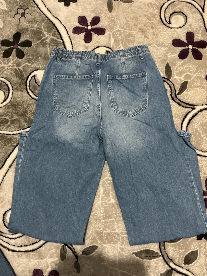 Kadın Gri Mavi Bol Kesim Kot Pantolon - Görsel 3